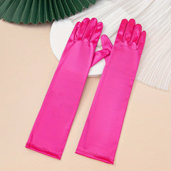 Satin Gloves for Women - Mid Length Elastic Party Prom Gloves