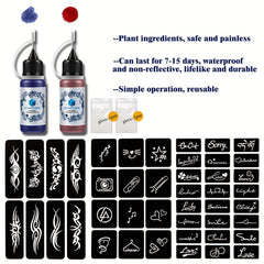 Hollow Tattoo Stencil Set with Red Tattoo Dye Paste