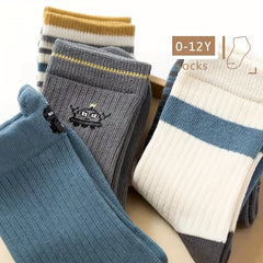 Boys Robot Pattern Striped Crew Socks for Autumn Winter