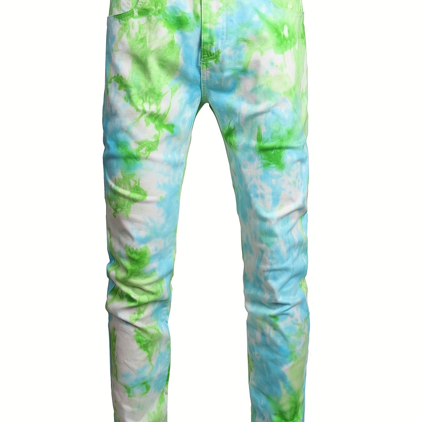 Y2k Tie Dye Slim Fit Jeans Men All Over Print Street Style Denim