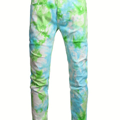 Y2k Tie Dye Slim Fit Jeans Men All Over Print Street Style Denim