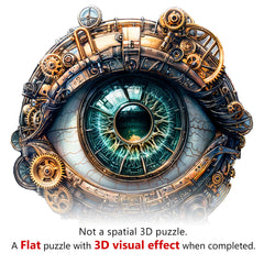 Steampunk Mechanical Eye Wooden Jigsaw Puzzle - Unique Animal Shapes