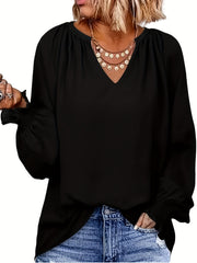 Solid Lantern Sleeve Tunic Top