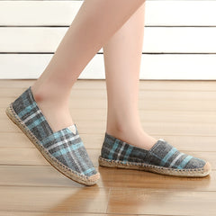Plaid Pattern Espadrille Flat Shoes Women's Footwear