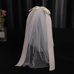Faux Pearl Bow Veil Headband Wedding Bridal Accessories