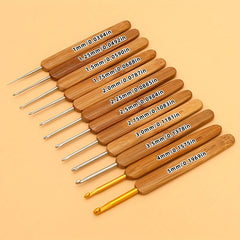 Crochet Hook Kit Bamboo Handle Needles DIY Weave Yarn Sewing