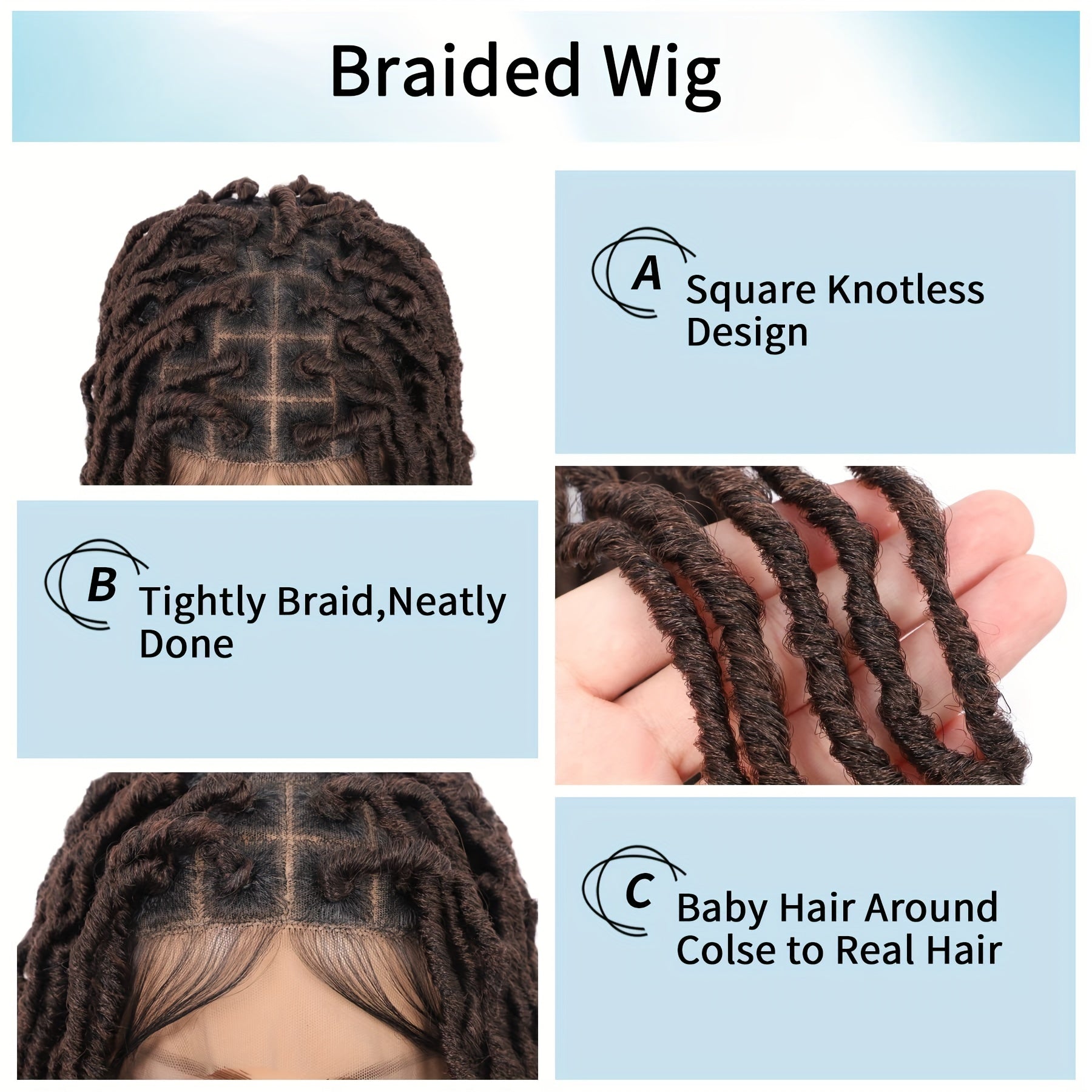 6 Cm Full Double Lace Front Square Knotless Locs Braided Wigs For Women