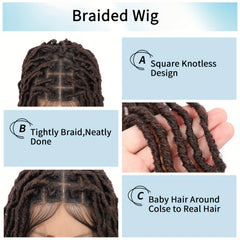 6 Cm Full Double Lace Front Square Knotless Locs Braided Wigs For Women