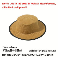 Vintage Straw Fedora Cap Solid Jazz Sun Hat Breathable Beach Hats