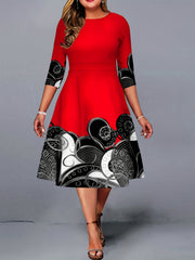 Casual Dress Women's Plus Graphic Print Midi Dress