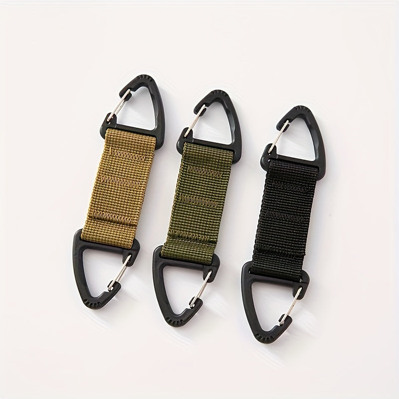 Nylon Strap Double Rings Climbing Buckle Carabiner for Camping Backpack