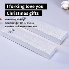 2pcs Forks with I Forking Love You Print Stainless Steel Tableware