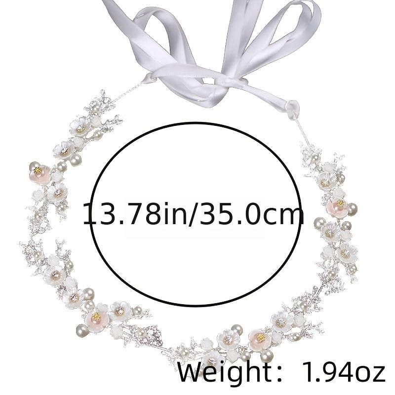 Flower Pearl Headband Daisy Headpiece With Ribbon Hair Band