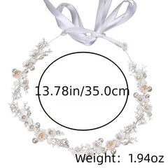 Flower Pearl Headband Daisy Headpiece With Ribbon Hair Band