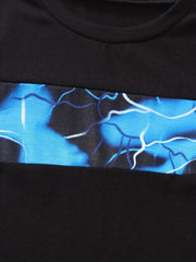 2pcs Boys Lightning Graphic Tee&Shorts Set Summer Kids Clothing