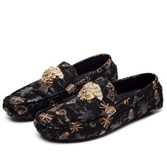 Men's Metallic Decor Loafer Shoes Non-slip Slip-On Driving Shoes