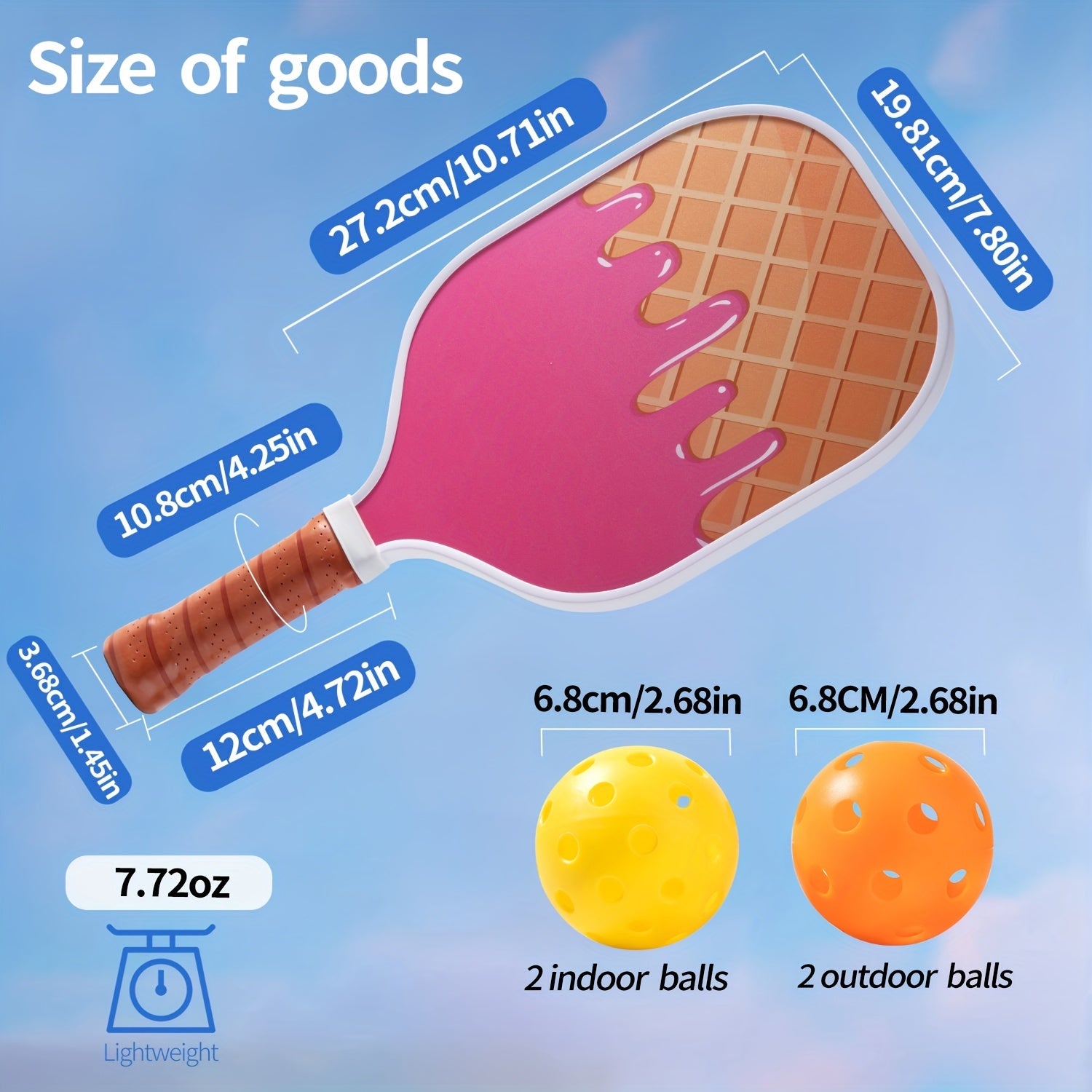 Shollar Fiberglass Honeycomb Pickleball Set with 2 Rackets, 4 Balls & Bag