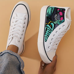 Punk Print Lightweight High Top Canvas Sneakers