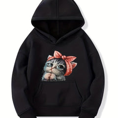 Bow Pattern Hoodie For Girls Long Sleeve Sweatshirt
