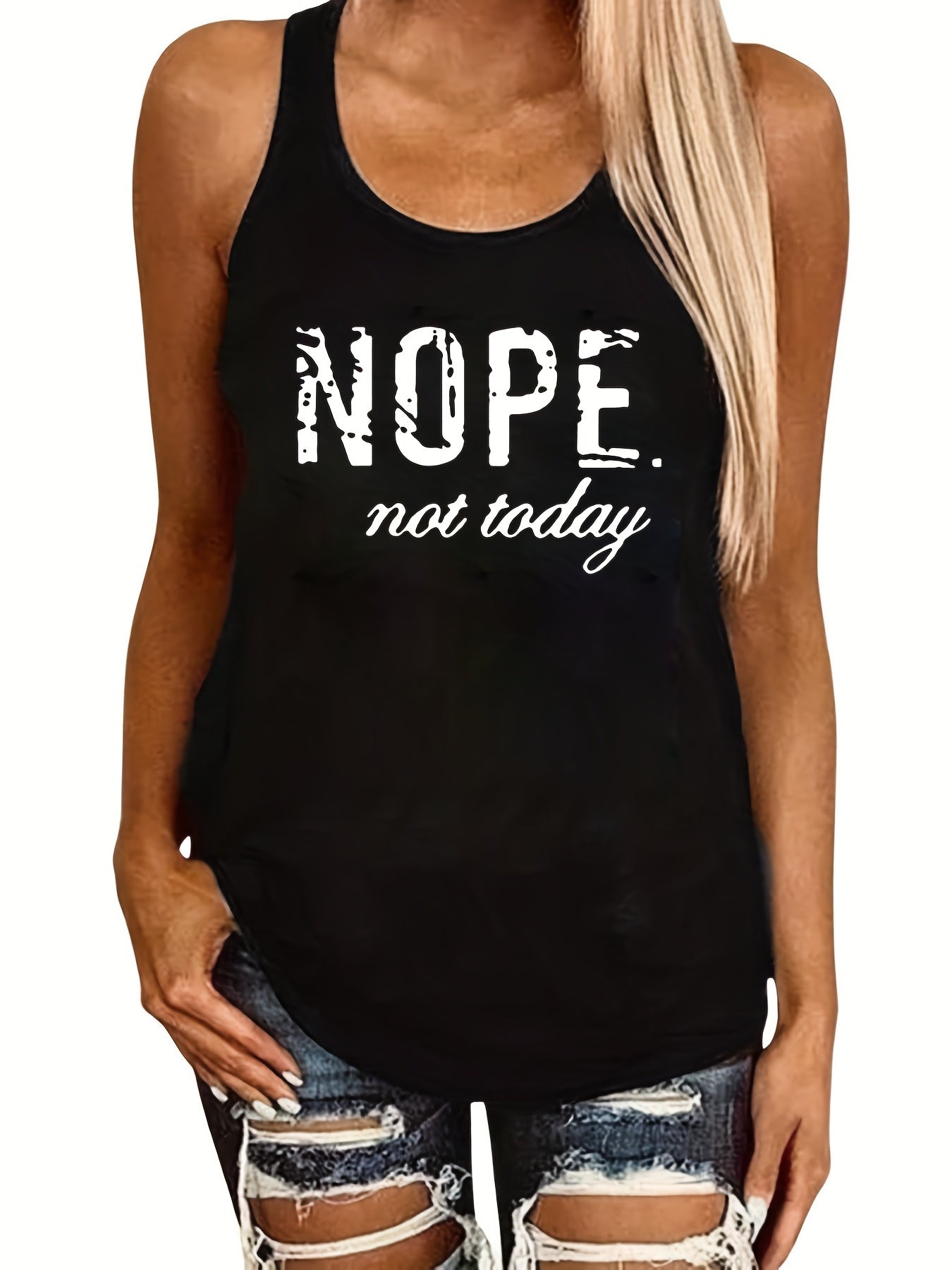 Letter Print Sleeveless Tank Top for Women