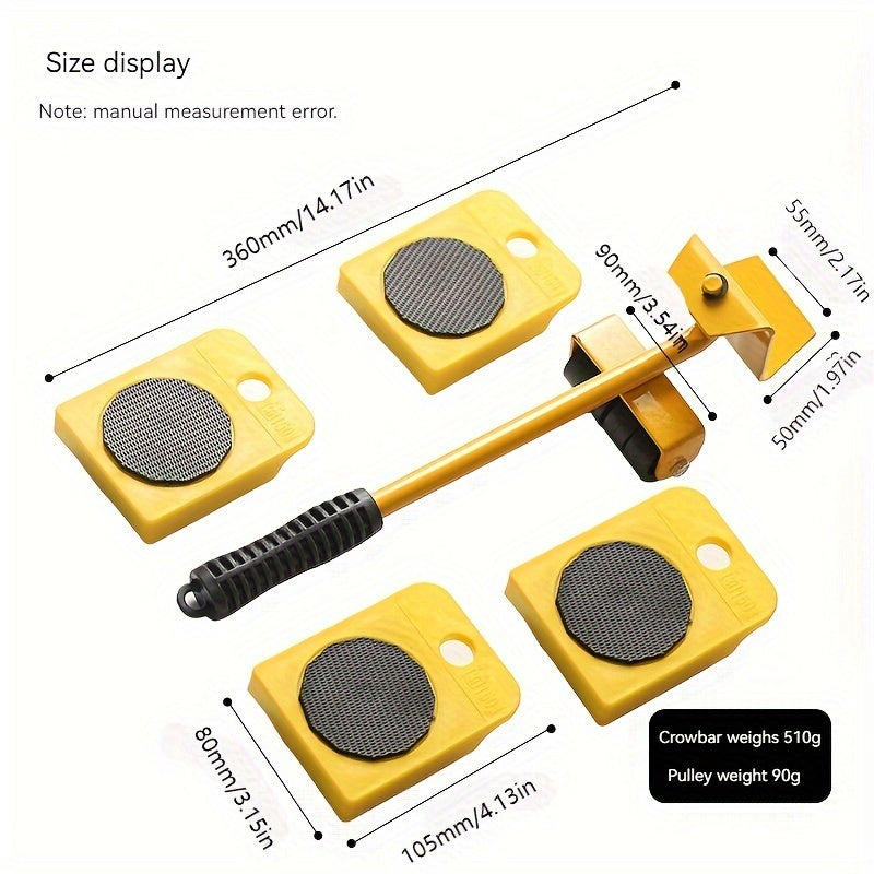 5pcs Universal Wheel Set Moving Mover Pulley Base