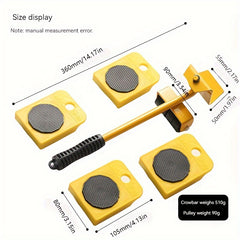 5pcs Universal Wheel Set Moving Mover Pulley Base
