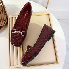 Women's Casual Geometric Pattern Ballet Shoes Slip On Lightweight Metal Decor