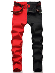 Men's Slim Fit Block Jeans Casual Stretch Street Style All Seasons