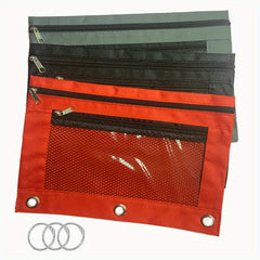 7pcs Zipper Pencil Pouches With Iron Rings For 3 Hole Binder