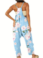 Women's Plus Floral Print V Neck Cami Jumpsuit