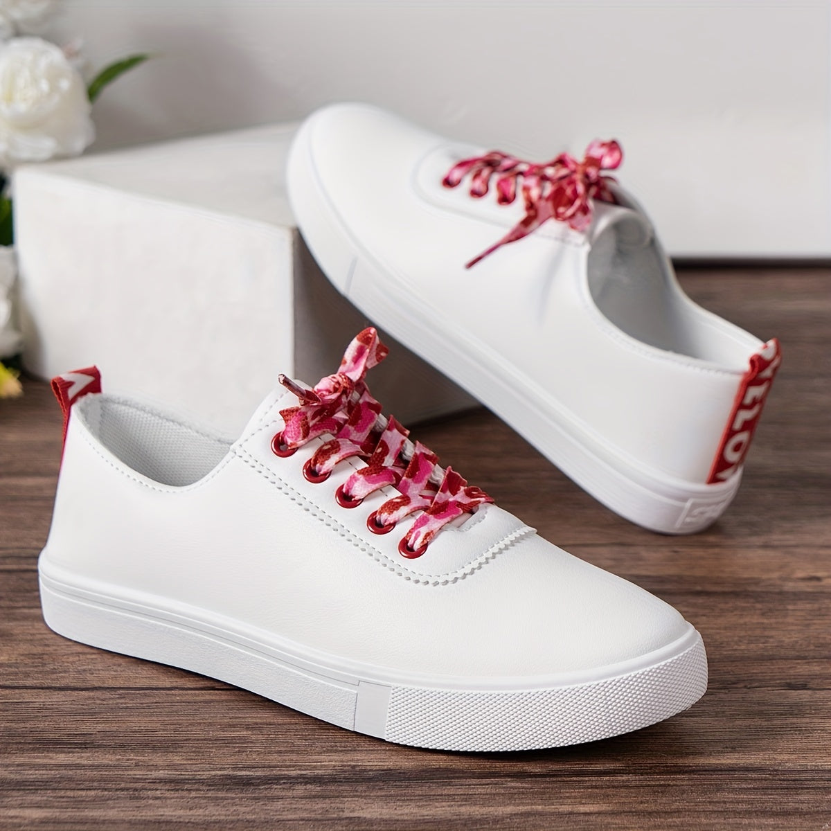 Women's Letter Print Sneakers Casual Lace Up Outdoor Shoes