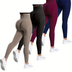 Solid High Waist Sports Leggings High Stretch Yoga Tight Pants