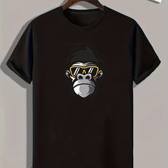 Monkey Print Men's Comfy T-shirt for Outdoor Summer