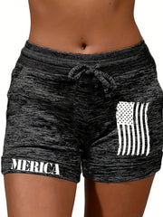 Print Drawstring Shorts Casual Shorts For Spring & Summer