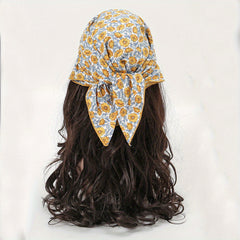Floral Print Square Scarf Solid Bandana Women Head Wrap Necke...