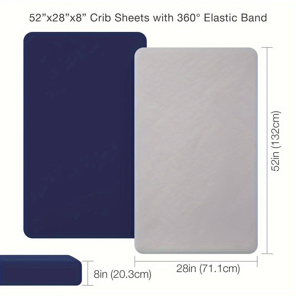 Navy Fitted Crib Sheet for Kids, Soft Polyester Mattress Protector
