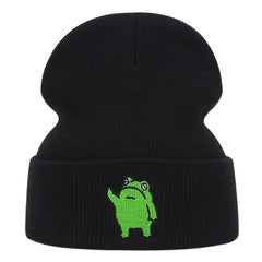 Frog Embroidery Men's Winter Hat
