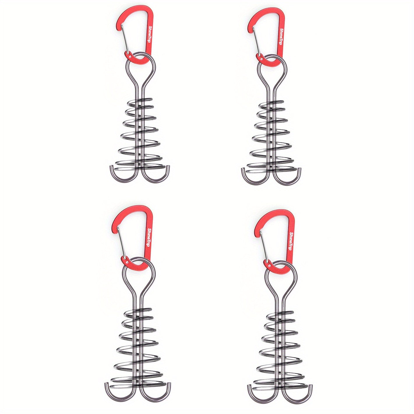 4pcs Stainless Steel Octopus Rope Buckles with Spiral Tent Pegs and Hooks