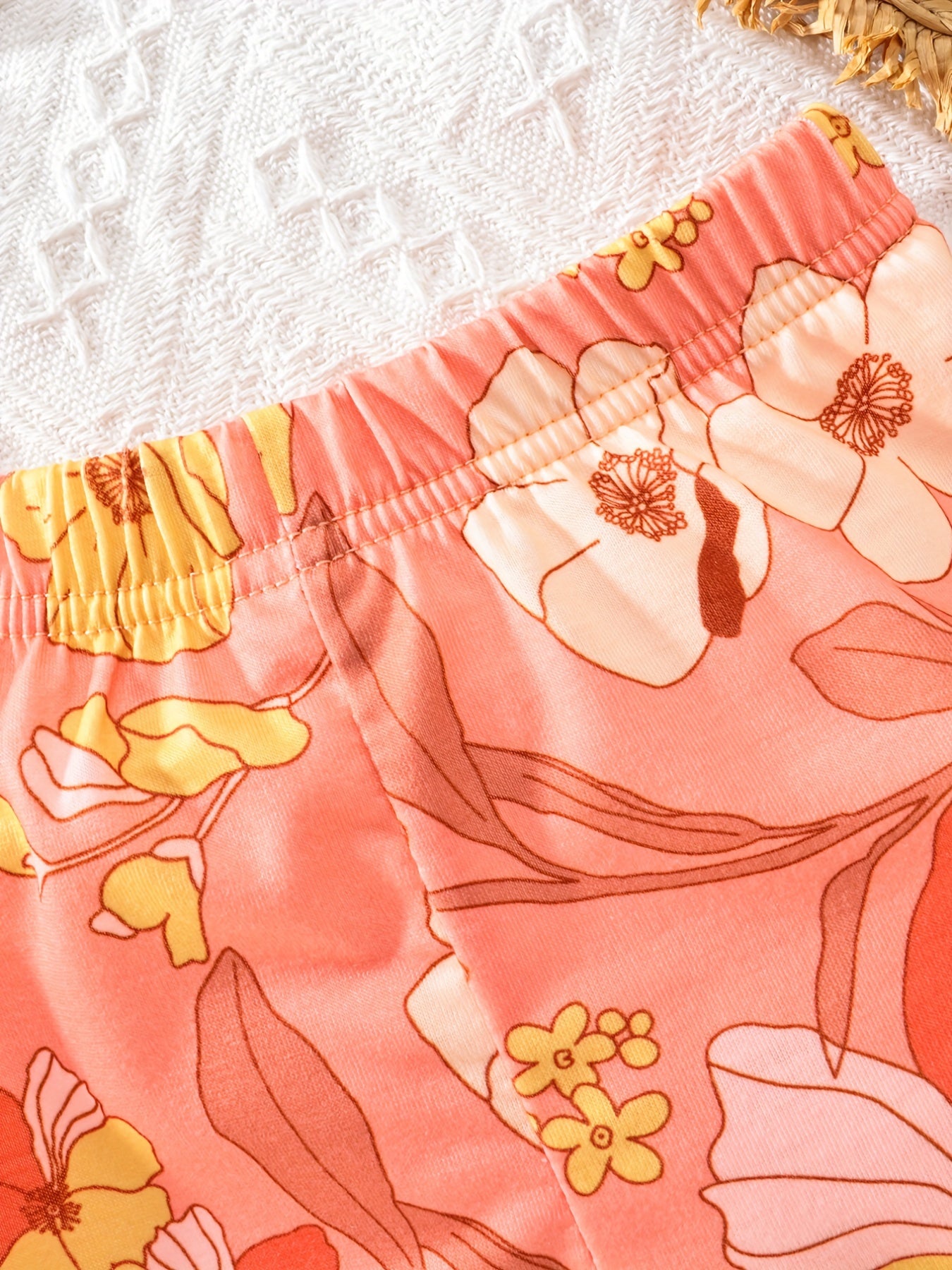 3pcs Toddler Girls Floral Print Shorts Set Breathable Stretchy Dance Safety