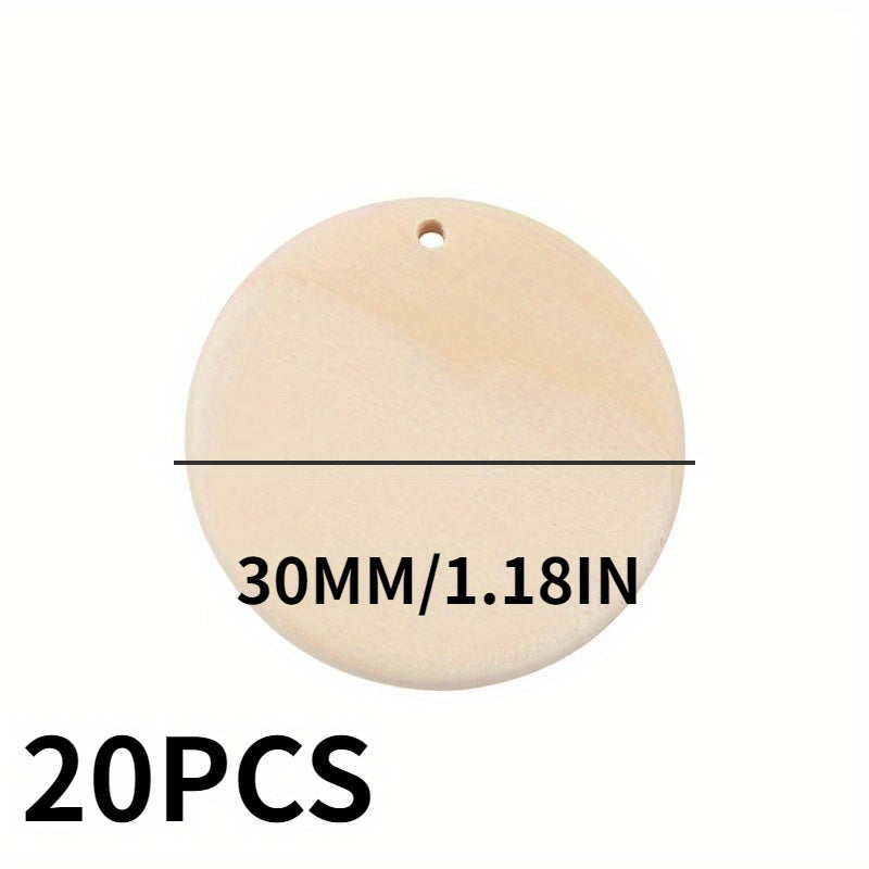 20pcs 30MM Wood Chip Keychain Round Wood Chip Ornament Earrings