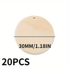 20pcs 30MM Wood Chip Keychain Round Wood Chip Ornament Earrings