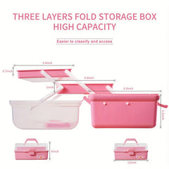 Plastic 3 Layer Storage Box Toolbox Handle Multi-purpose Finishing Case