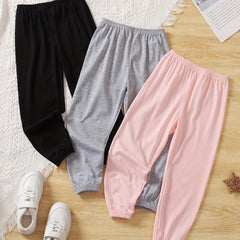 Girls 3 Piece High Waist Sweatpants Long Sports Jogger Pants