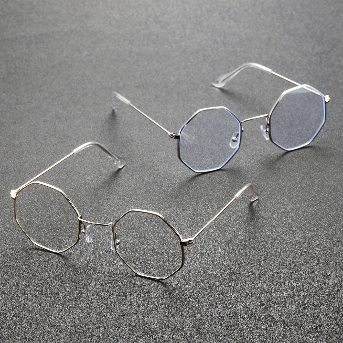 2 Pairs Men's Metal Polygonal Casual Student Copper Alloy Glasses