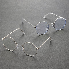 2 Pairs Men's Metal Polygonal Casual Student Copper Alloy Glasses