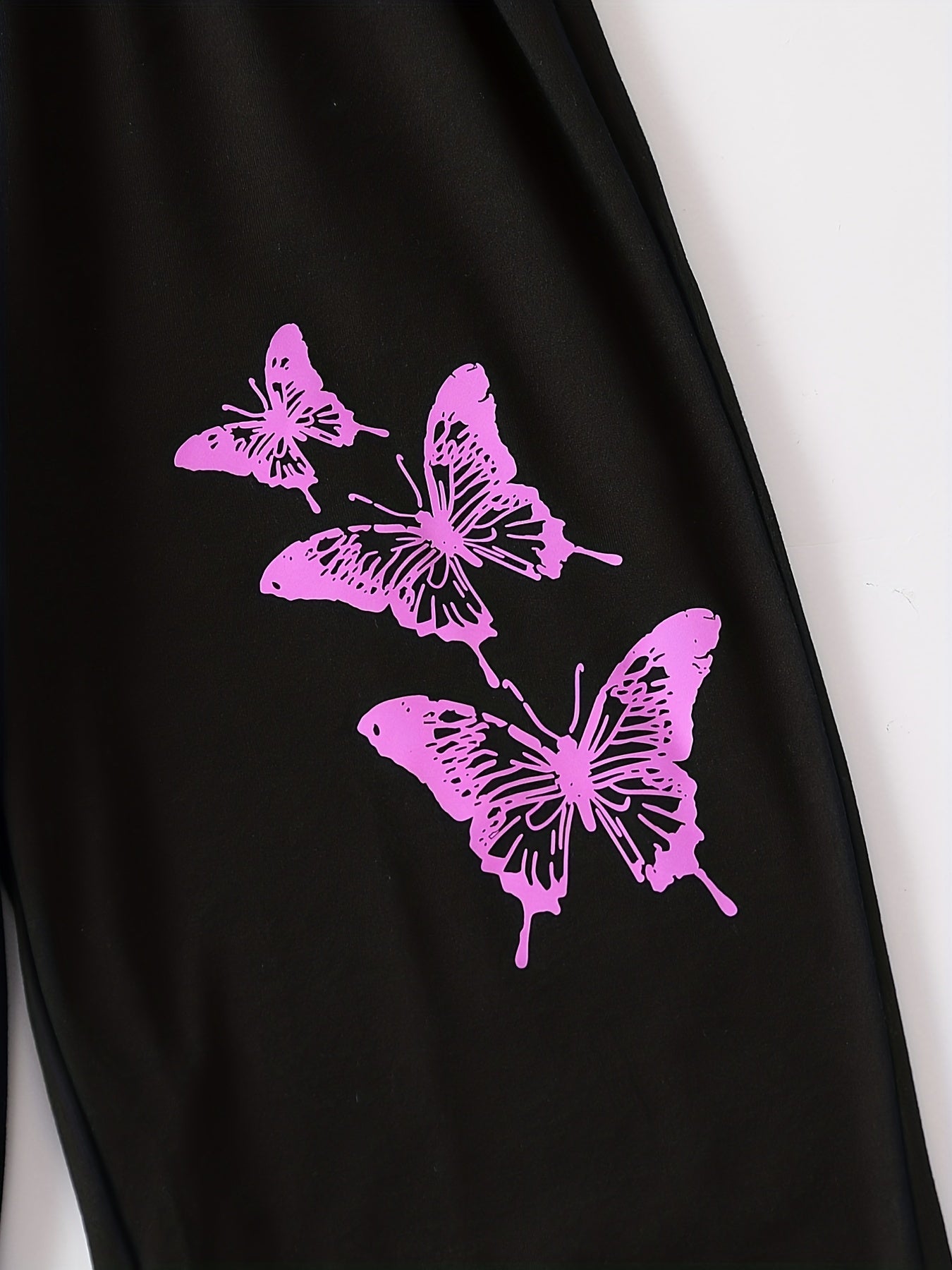 Girls Purple Butterfly High Waist Sweatpants