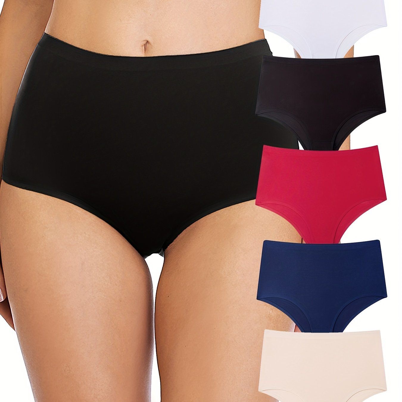 5pcs Seamless Hipster Panties Comfy Stretchy Intimates Women's Underwear