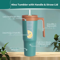 1200ml Travel Water Bottle With Handle Leakproof Lid Stainless Steel Tumbler