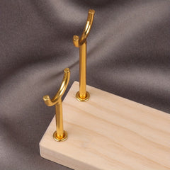 Two Tier Ring Flannel Display Jewelry Rack Solid Wood Base Organizer