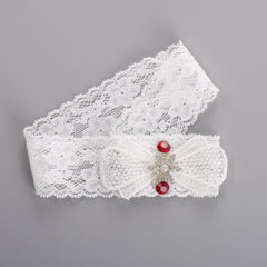 ROAD BULL Lace Bridal Garter Belt with Rhinestone Butterfly